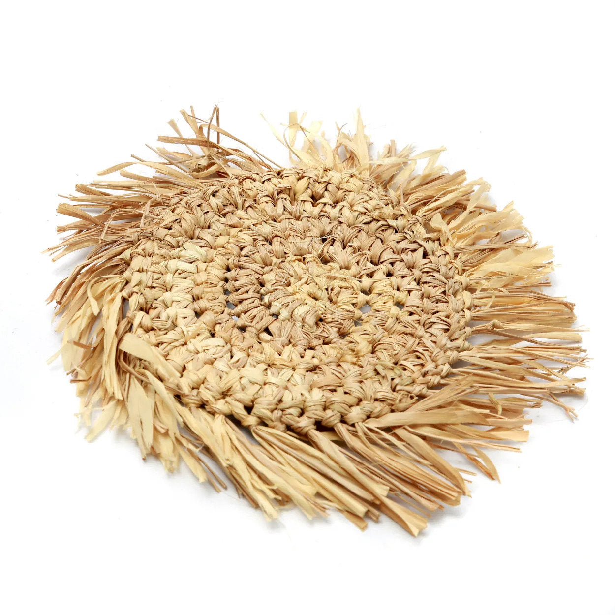 Dessous de verre Fringe en raphia – Naturel