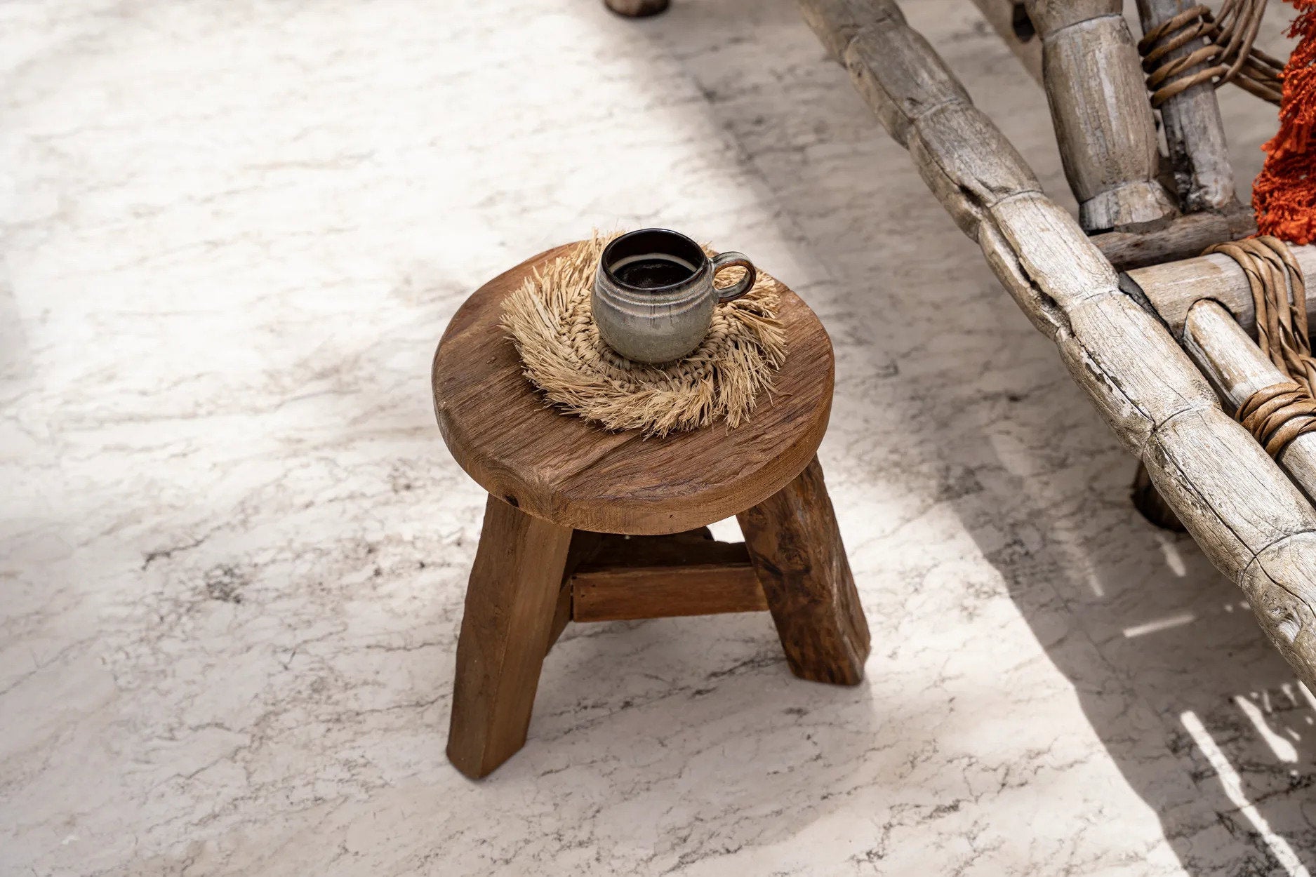 Dessous de verre Fringe en raphia – Naturel
