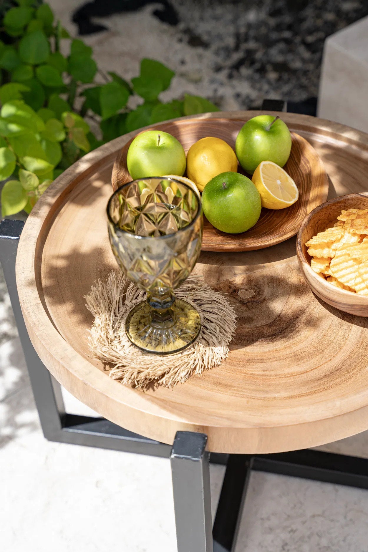 Dessous de verre Fringe en raphia – Naturel