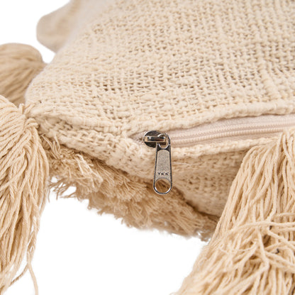 Housse de coussin Nomad à pompons – Crème 35 × 60 cm