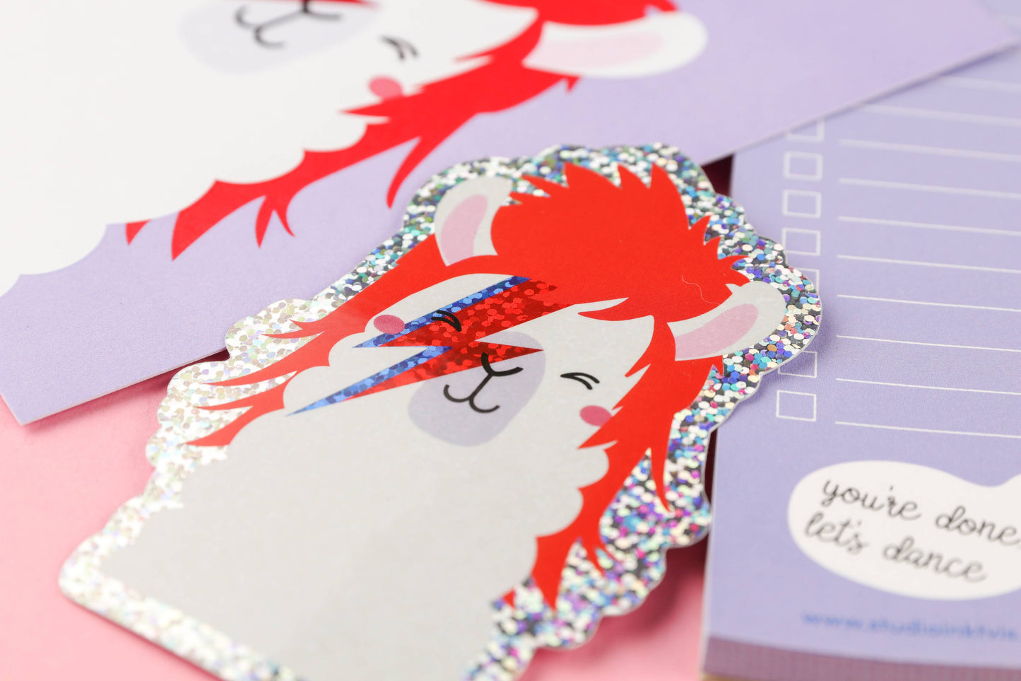 David Bowie Ziggy Stardust Llama Glitter Sticker