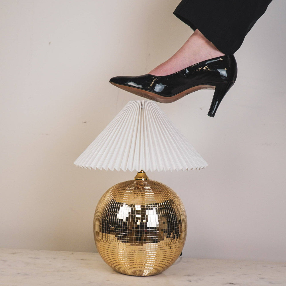 Lampe - Lampe de Table Boule à Facettes - Verre - Or - 20x20x20cm