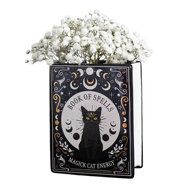 Vase à fleurs en forme de livre « Magie du Chat Noir »