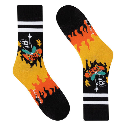 "Fuck You" Skeleton Skateboard Socks
