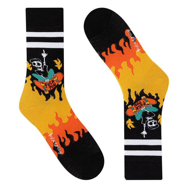 "Fuck You" Skeleton Skateboard Socks