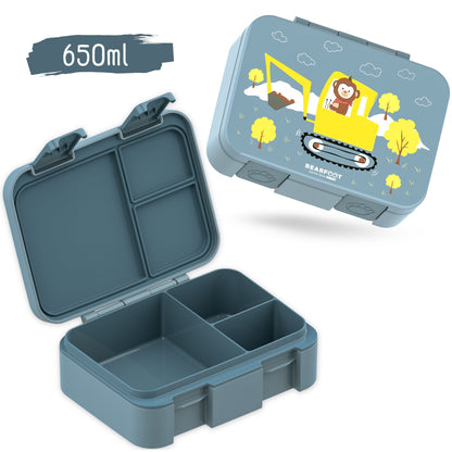 Lunchbox with compartments, lightweight & leak-proof - Excavator blue