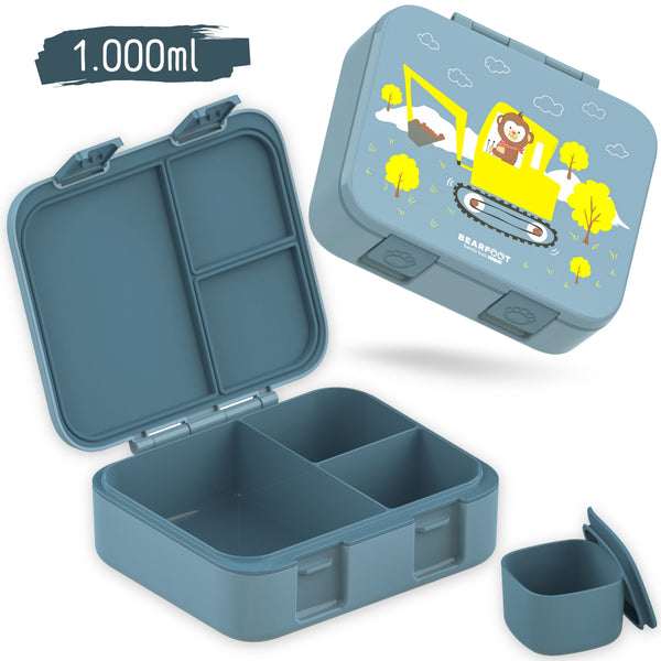 Lunchbox with compartments, lightweight & leak-proof - Excavator blue