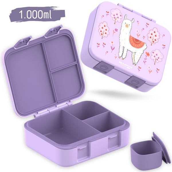 Lunchbox with compartments, lightweight & leak-proof - Llama purple