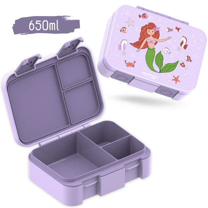 Lunch box with compartments, leak-proof - Mermaid purple