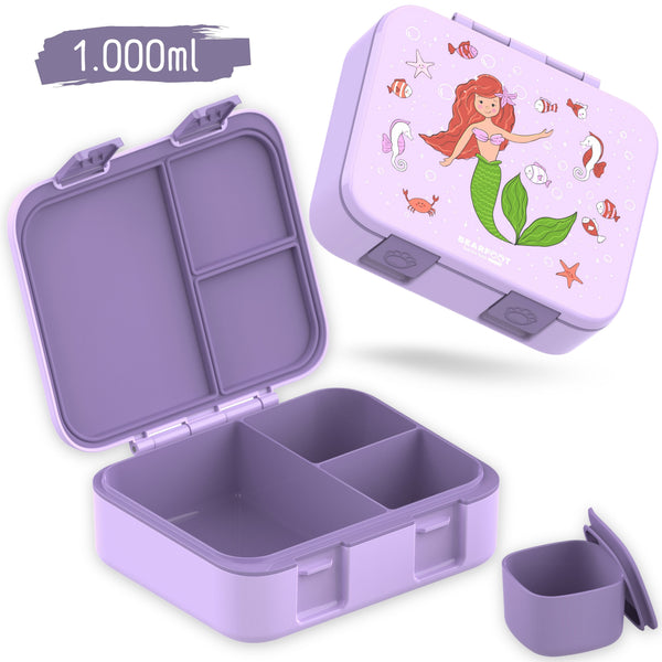Lunch box with compartments, leak-proof - Mermaid purple