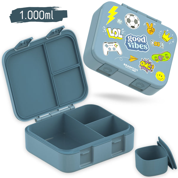 Lunch box with compartments, lightweight & leak-proof - Blue sticker