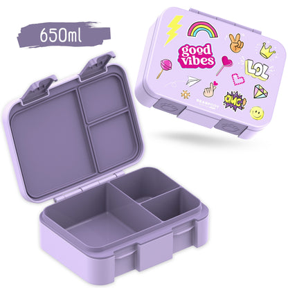 Lunchbox with compartments, lightweight & leak-proof - purple sticker