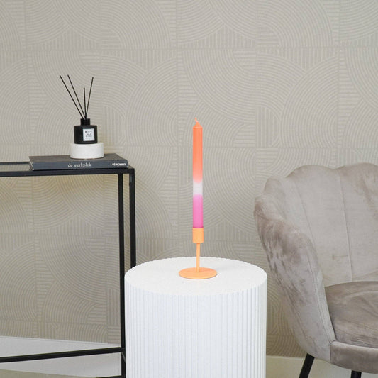 Candlestick - Basic - Metal - Neon Orange - 8x8x10cm