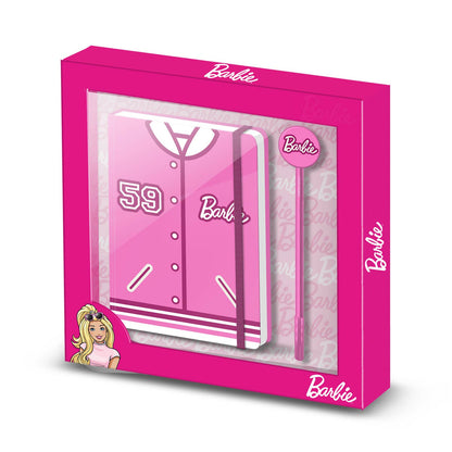 Coffret Journal + Stylo Fashion Barbie « Varsity » – Rose