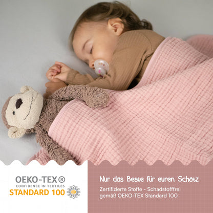 Babydecke Musselin Fleecedecke flauschig weich - rosa
