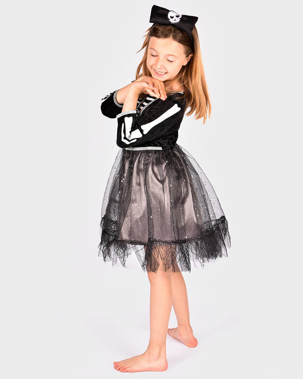 Skeleton dress with headband 122-128 cm 6-8 years