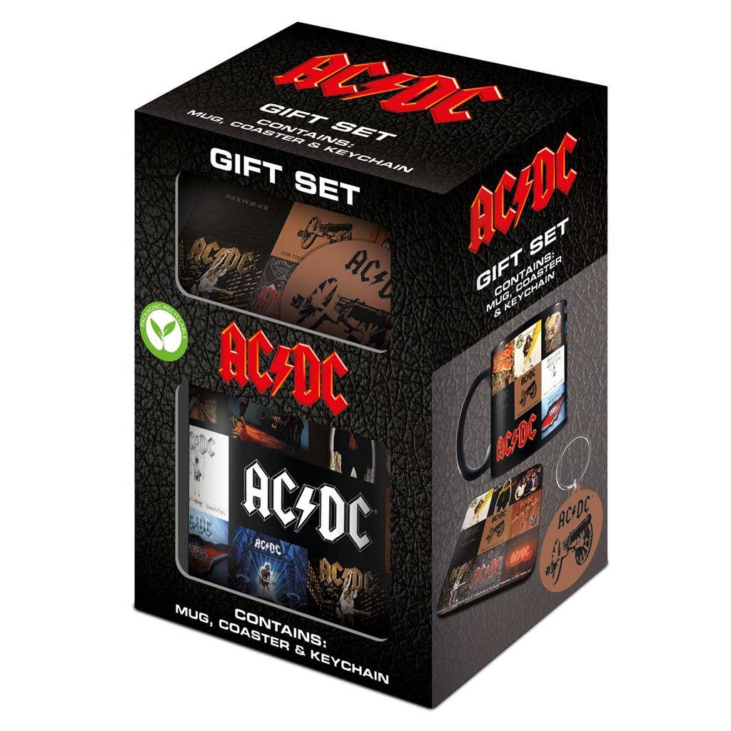 Coffret Cadeau AC/DC - Albums Classiques : Tasse, Sous-verre & Porte-clés