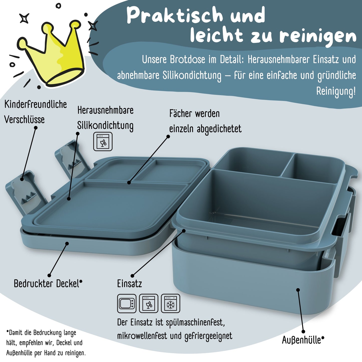 Brotdose mit Fächern, leicht & auslaufsicher - blau