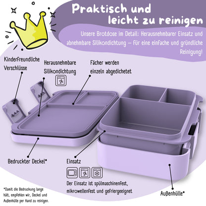 Bento Box with Compartments, Leakproof - Dog & Cat Purple