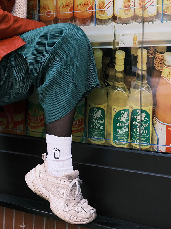 Chaussettes pinte de bière Charles brodées main