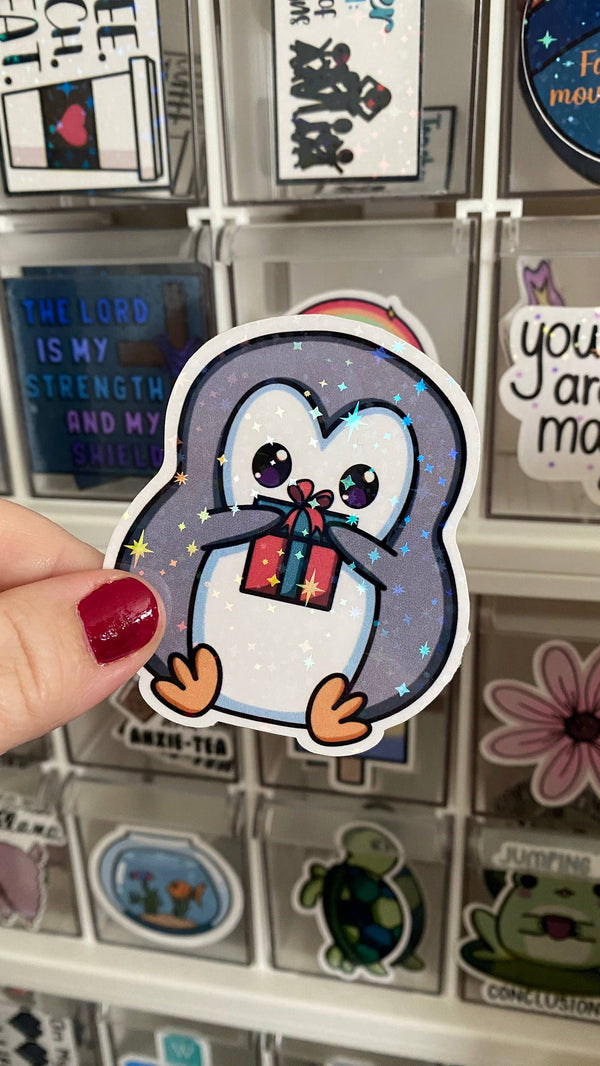 Sticker Pingouin Cadeau de Noël