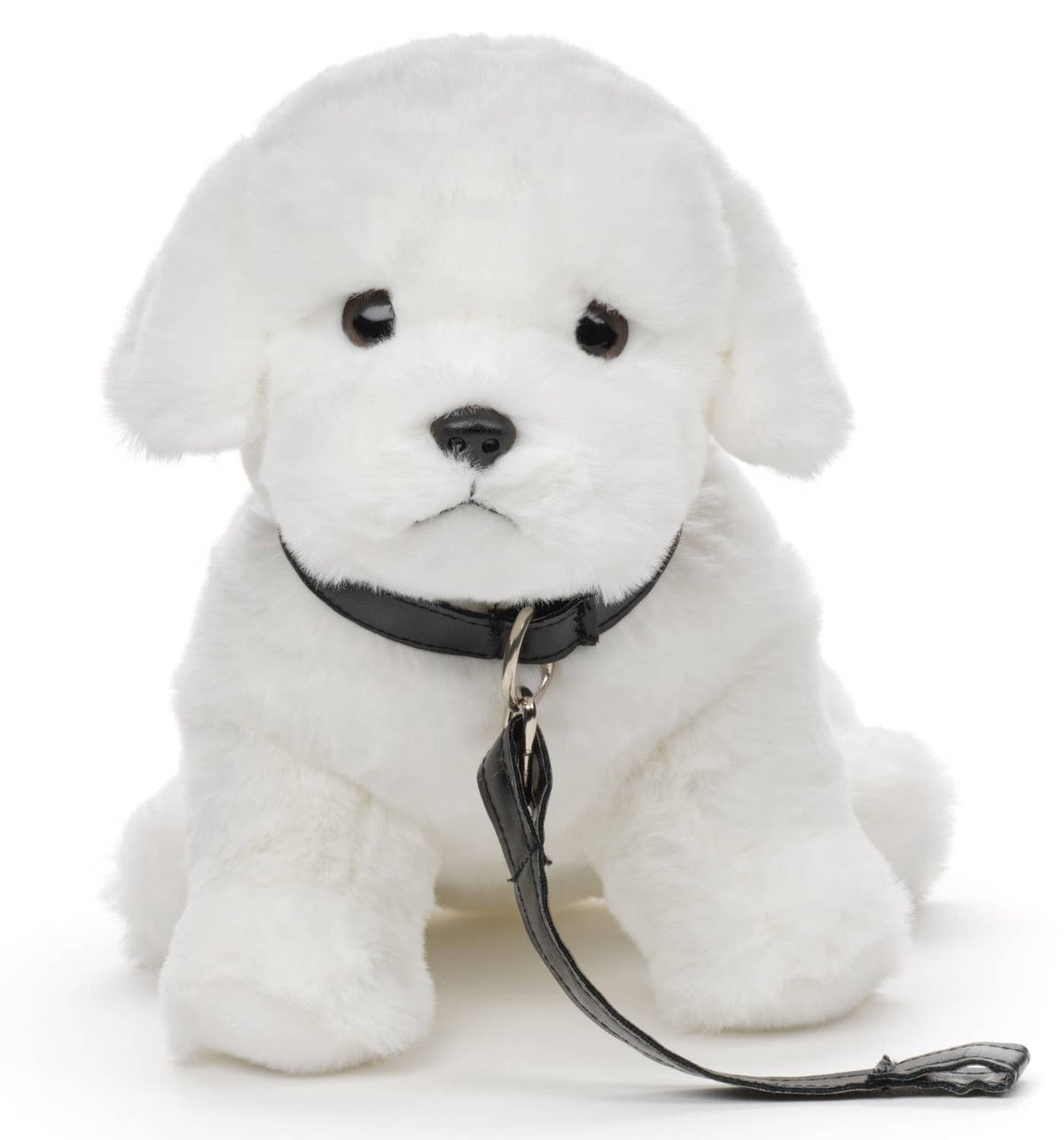 Peluche chien maltais avec laisse