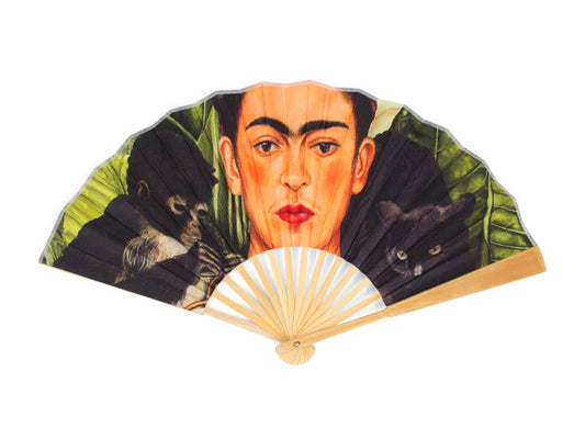Hand fan, Portrait with Hummingbird, Frida Kahlo