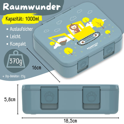 Lunchbox with compartments, lightweight & leak-proof - Excavator blue