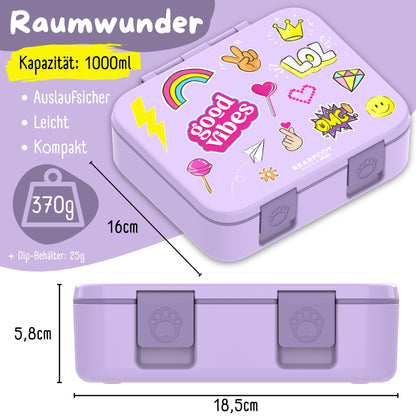 Lunchbox with compartments, lightweight & leak-proof - purple sticker