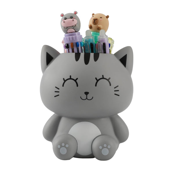 Porte-stylo 3D Chat Gris