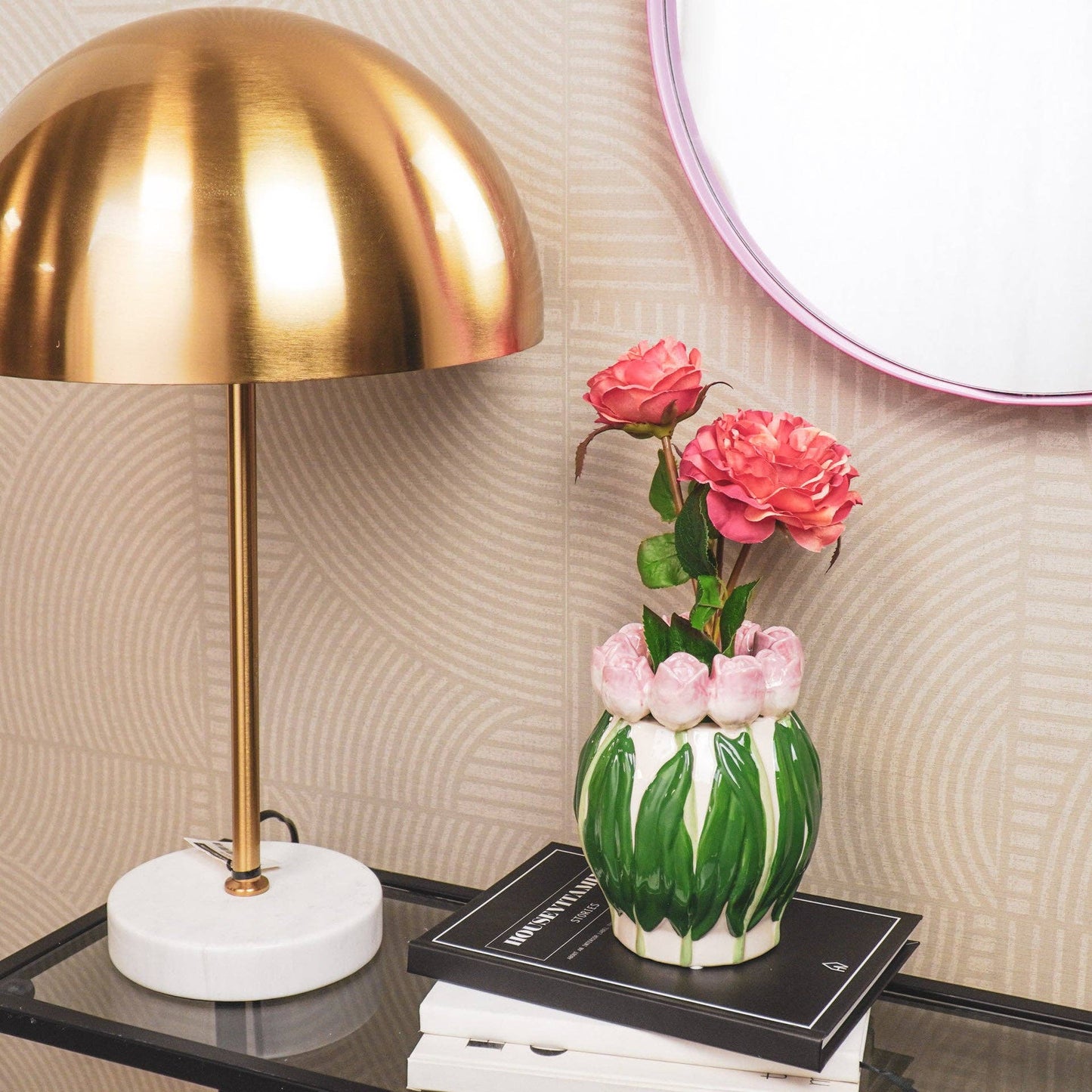 Vase Tulipes - Rose clair/Vert