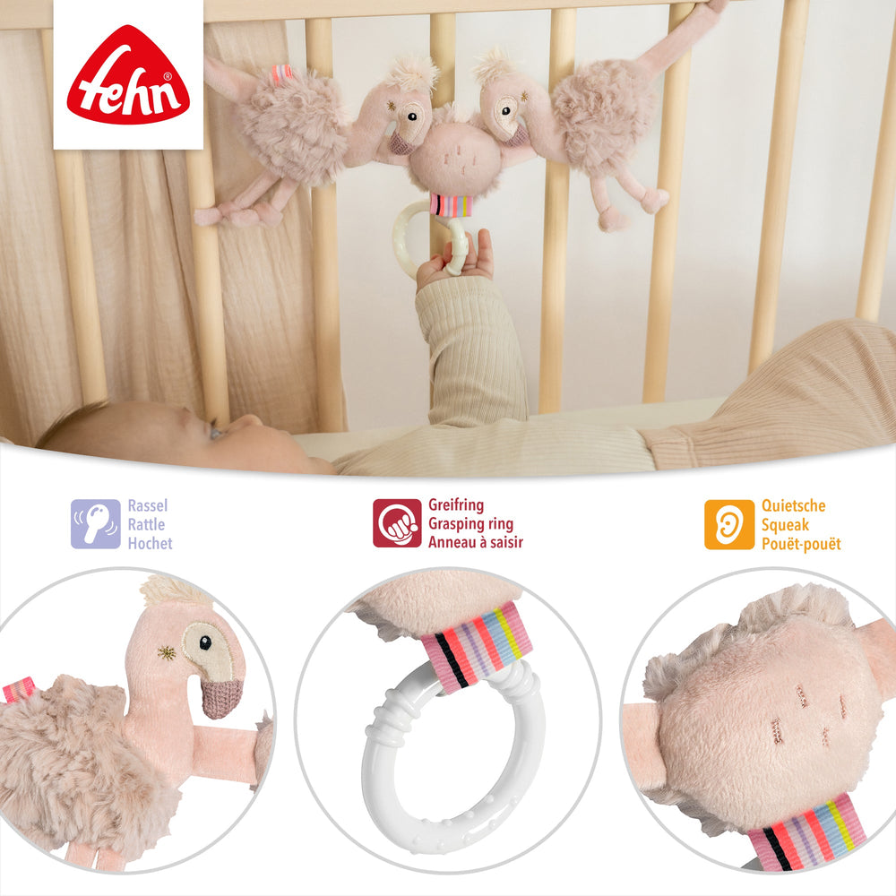 Chaîne de poussette flamant rose – 37 cm