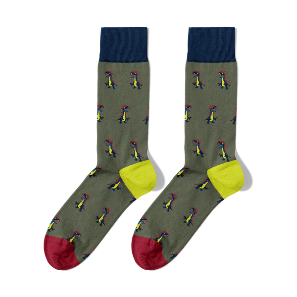 Jungle Khaki Dino Socks