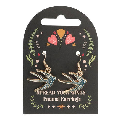Boucles d'oreilles oiseau déploie tes ailes bleues