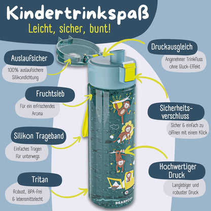 Kids' Water Bottle, 500ml, lightweight - Excavator-blue