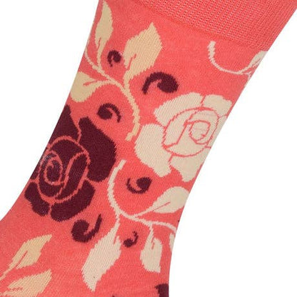 Unisex Mid-Calf Classic Cotton Socks - RED ROSES