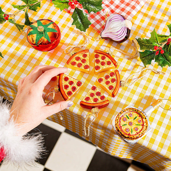 Pizza Slice Christmas Ornaments 5-Pack