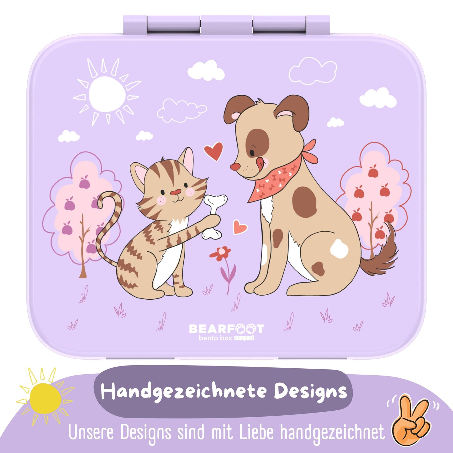 Bento Box with Compartments, Leakproof - Dog & Cat Purple