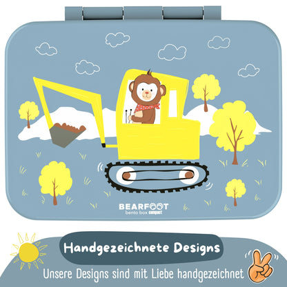 Lunchbox with compartments, lightweight & leak-proof - Excavator blue
