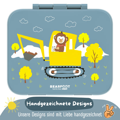 Lunchbox with compartments, lightweight & leak-proof - Excavator blue