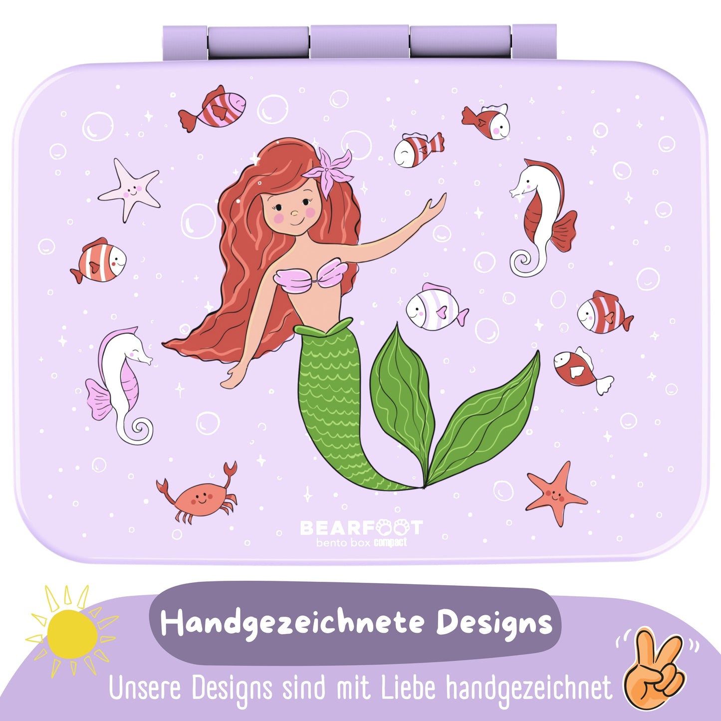 Lunch box with compartments, leak-proof - Mermaid purple