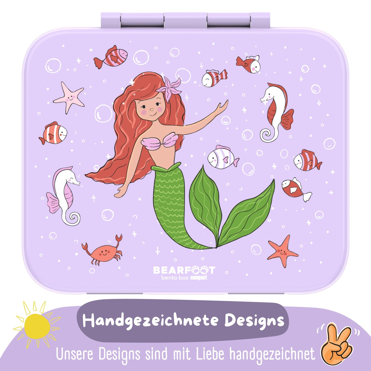 Lunch box with compartments, leak-proof - Mermaid purple