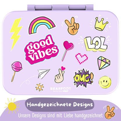 Lunchbox with compartments, lightweight & leak-proof - purple sticker