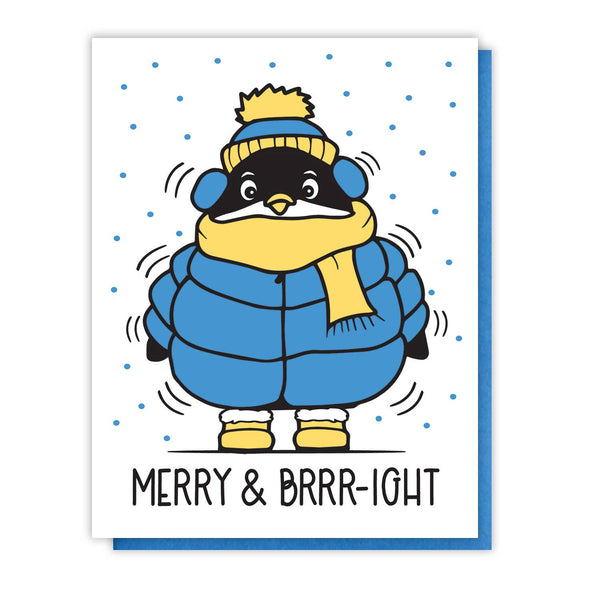 Penguin Greeting Card "Merry & Brrright"