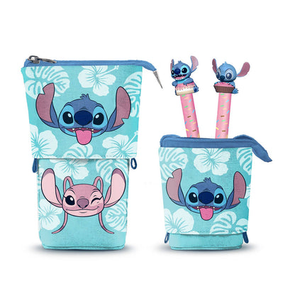 Trousse Mignonne + 2 Stylos Gel Effaçables Disney Lilo & Stitch « Aloha » – Bleu