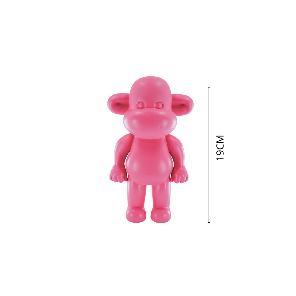 Ornement - Figurine Singe 'La Légende' - Résine - Rose - 11x7x19cm