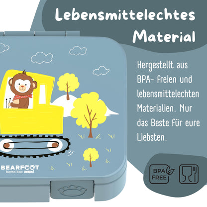 Lunchbox with compartments, lightweight & leak-proof - Excavator blue