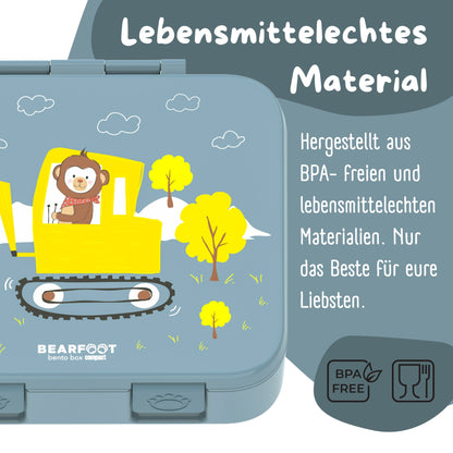 Lunchbox with compartments, lightweight & leak-proof - Excavator blue