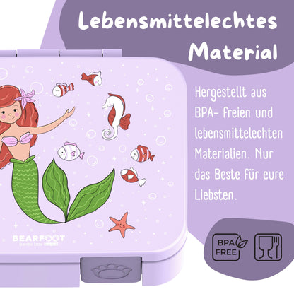 Lunch box with compartments, leak-proof - Mermaid purple