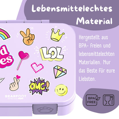 Lunchbox with compartments, lightweight & leak-proof - purple sticker